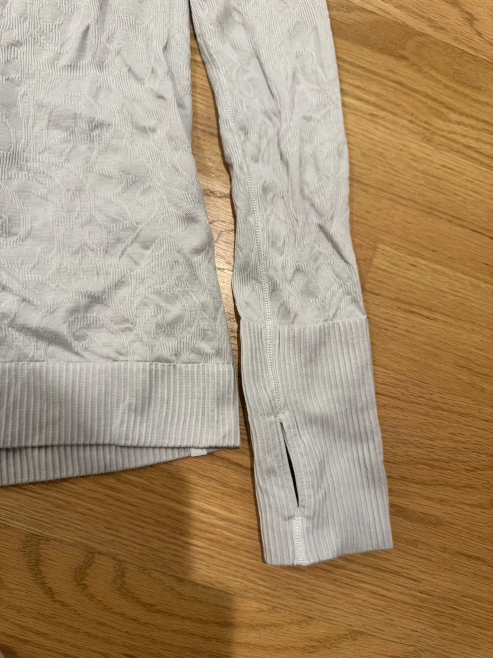 Lululemon White Floral Textured Long Sleeve Pullover Top